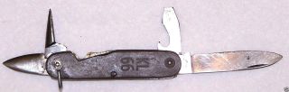 Dutch 1966 Amefa Brown Soldier Pocket Knife Kl66 Bottle Opener Spike Each E6251