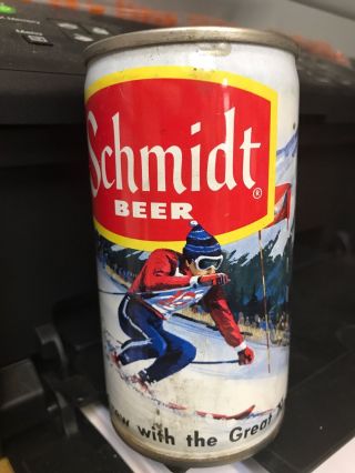 Schmidt Beer Scene Series Beer Can Empty Snow Skier