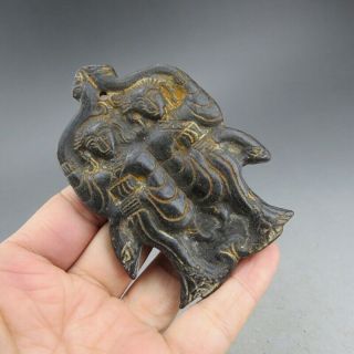 Chinese jade,  collectibles,  Hongshan culture,  black magnet,  dancers,  pendant W1953 2