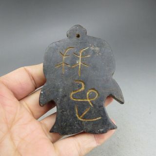Chinese jade,  collectibles,  Hongshan culture,  black magnet,  dancers,  pendant W1953 5