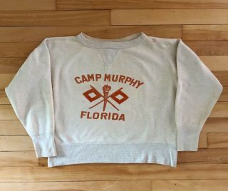 Vintage Rare 1940s Us Army Military Wwii Ww2 Camp Murphy Single V Sweatshirt