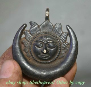 5cm Old Tibetan Bronze Buddhism Moon Goddess Amulet Necklace Pendant