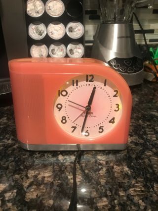 Big Ben Moon Beam Electric / Battery Alarm Clock Art Deco Retro Pink