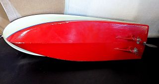 Vintage Large Wooden Battery Operated Speed Boat,  TMY ?,  Japan.  As Found 5