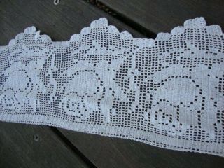 Over 4 Yards Of Antique Cotton Cream Color Hand Crochet Lace Handmade Edging