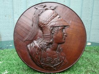 Stunning Early 19thc Gothic Wooden Walnut Panel With Roman Soldiers Head C1820s