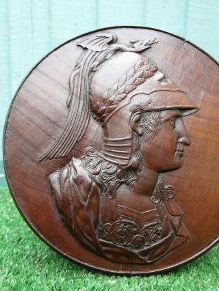 STUNNING EARLY 19thC GOTHIC WOODEN WALNUT PANEL WITH ROMAN SOLDIERS HEAD c1820s 2