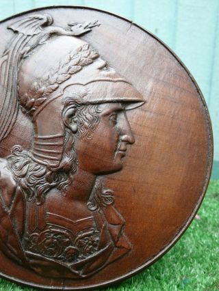 STUNNING EARLY 19thC GOTHIC WOODEN WALNUT PANEL WITH ROMAN SOLDIERS HEAD c1820s 4