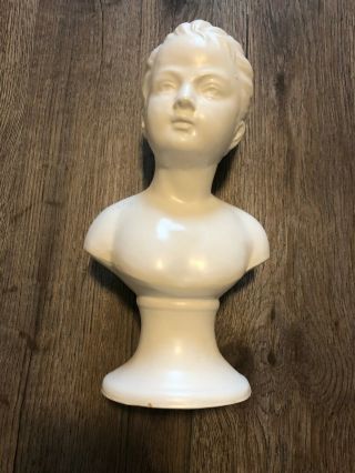 Vintage Girl Head Bust Statue Figurine White 9.  25 " X 4 " Hw77