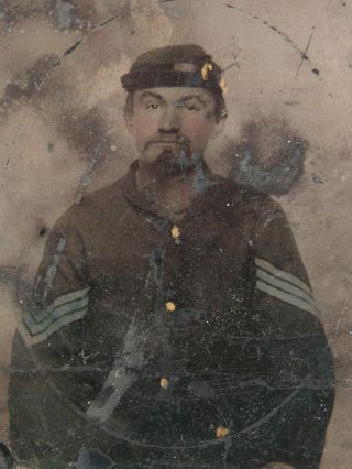 1860s Civil War Soldier In Uniform Tintype Photo - Sixth Plate Photograph 4