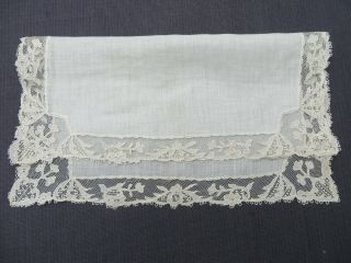 Antique Linen Hankie Handkerchief Point de Paris Lace Edge Bridal Wedding 2