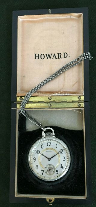 Antique Howard Pocket Watch W/ Case - 17 Jewels - 1917 -