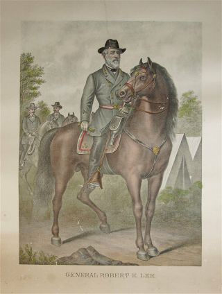 1880s Confederate General Robert E.  Lee Chromolithograph Print Large Folio 22x35