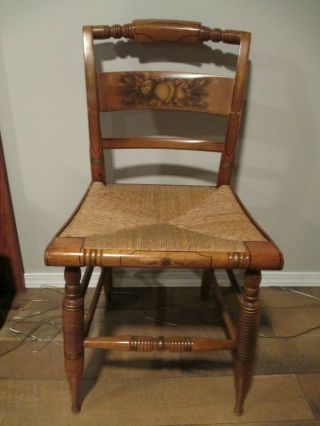 Vintage L.  Hitchcock Dining Chair Fall Acorn Stenciled Farmhouse Accent