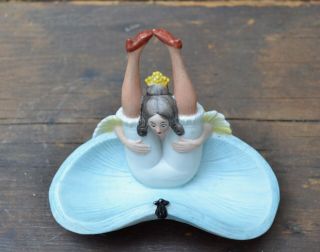 Schafer & Vater Naughty Risque Bisque Novelty Pin Dish Mouse Figural Woman Lady