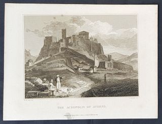1817 Jonas Nuttall & W M Craig Antique Print View Of The Acropolis Athens Greece