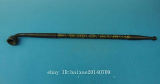 chinese old copper hand - carved Smoking tool tobacco stems a02 3