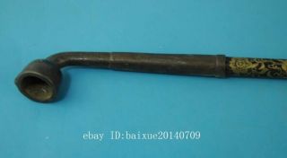 chinese old copper hand - carved Smoking tool tobacco stems a02 4