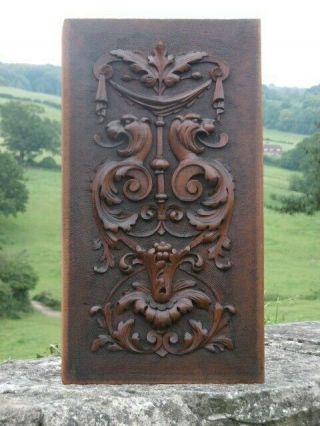 19thc Gothic Mahogany Panel Carved With Griffins C.  1870 (1)