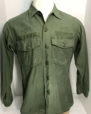 Vietnam War 1968 Us Army Fatigue Utility Shirt Og 107 Sateen 16 1/2x34