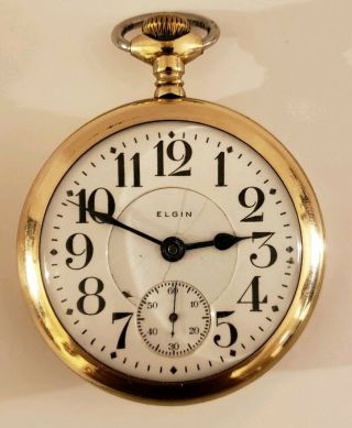 Antique 1910 Elgin Father Time 21j Railroad Grade Rr Pocket Watch 18s