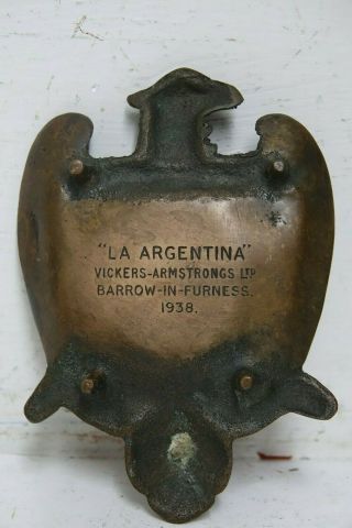 LA ARGENTINA VICKERS ARMSTRONG BARROW IN FURNESS 1938 BRONZE DISH MILITARY RARE 2