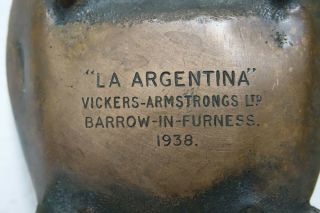 LA ARGENTINA VICKERS ARMSTRONG BARROW IN FURNESS 1938 BRONZE DISH MILITARY RARE 3