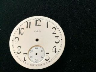 4 pocket watch dials Elgin 16s,  AWC Waltham18s,  National Watch Co18s,  Illinois 18s 5