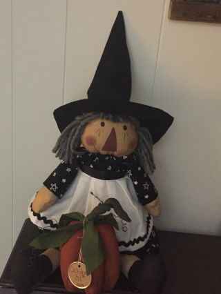 Primitive Folk Art Raggedy Ann Doll Gertie The Witch 3D Pumpkin 2