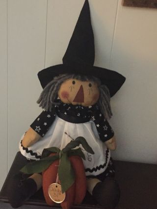 Primitive Folk Art Raggedy Ann Doll Gertie The Witch 3D Pumpkin 3