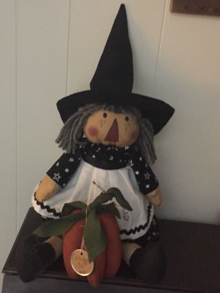 Primitive Folk Art Raggedy Ann Doll Gertie The Witch 3D Pumpkin 4