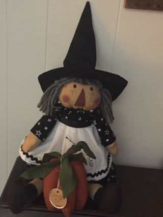 Primitive Folk Art Raggedy Ann Doll Gertie The Witch 3D Pumpkin 5