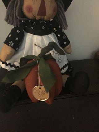 Primitive Folk Art Raggedy Ann Doll Gertie The Witch 3D Pumpkin 6