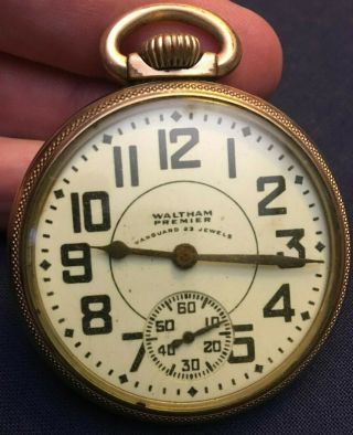Vintage 16s Waltham Vanguard Premier 23j Gf Pocket Watch Parts/repair