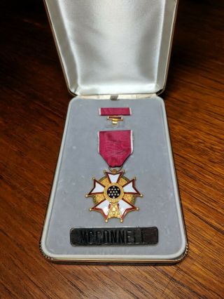 Named Vintage Legion Of Merit Medal Set Joe E.  Mcconnell Vietnam War Era W Box