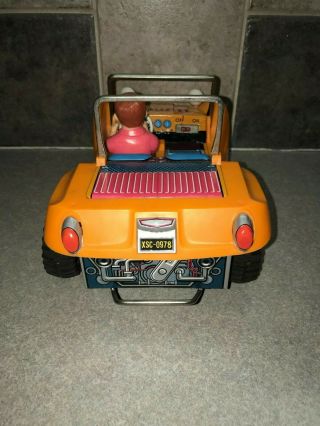 1960 ' s TPS Japanese Battery Operated USA Orange Dune Buggy Tin Litho Toy 6