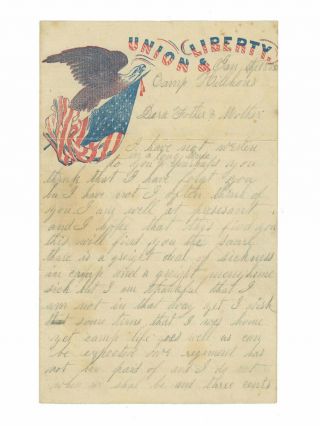 1863 Civil War Letter By Private Davis Green,  77th York - Soldier Hanged