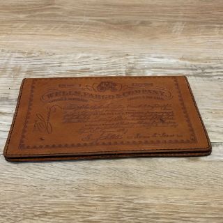 Vintage Tooled Leather Old West Stagecoach Wells Fargo & Co Checkbook Holder
