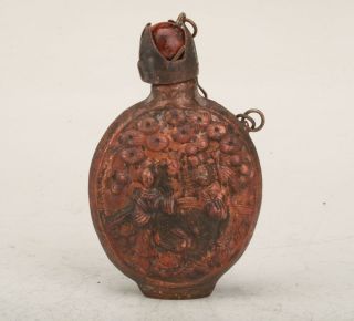 Exquisite Chinese Red Metal Hand Carved Snuff Bottle Collec Decorative