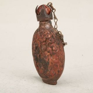 EXQUISITE CHINESE RED METAL HAND CARVED SNUFF BOTTLE COLLEC DECORATIVE 2