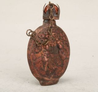 EXQUISITE CHINESE RED METAL HAND CARVED SNUFF BOTTLE COLLEC DECORATIVE 3
