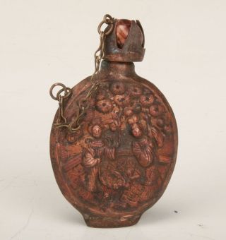 EXQUISITE CHINESE RED METAL HAND CARVED SNUFF BOTTLE COLLEC DECORATIVE 4