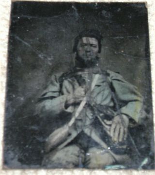 Confederate Tintype Well Equipped Soldier