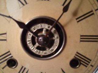 Antique Ansonia Clock Wood Wind Up Shelf Wall Mount Pendulum Key Roman Numeral 3