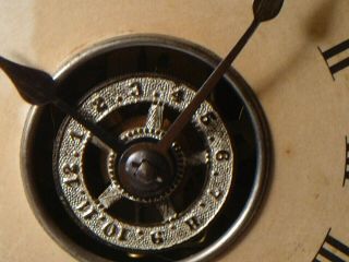 Antique Ansonia Clock Wood Wind Up Shelf Wall Mount Pendulum Key Roman Numeral 4