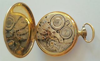 1923 Burlington 21j 12s Pocket Watch 14k Gold Strata 25 Year Case Winds And Runs