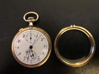 Haas Split Second Chronograph 18k Pocket Watch Near