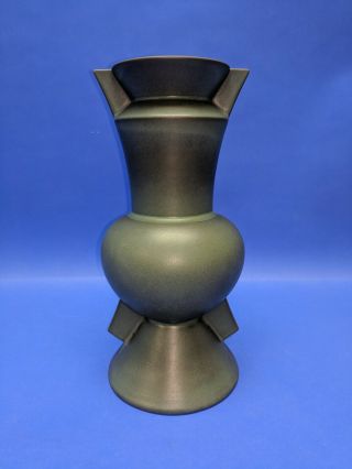 Claude Dumas Shadows & Light Green Ceramic Vase - French 11 " X5 "