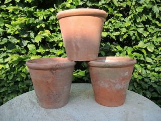 3 Old Sankey Bulwell Hand Thrown Terracotta Plant Pots 8.  5 " Diameter (611)