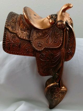 Vintage Bronze Metal Decorative Miniature Horse Saddle & Description